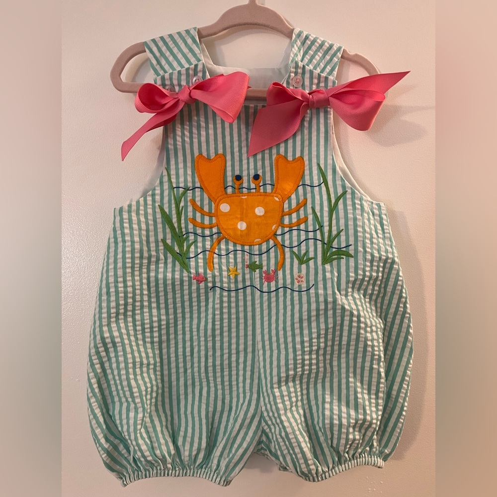 The Bailey Boys- Baby Girls Seersucker Bubble with Bows